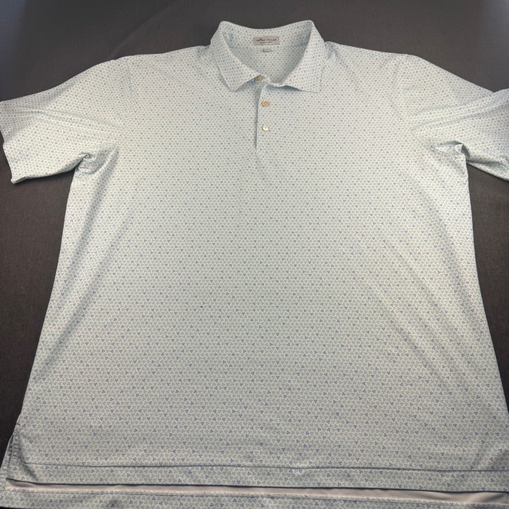 Peter Millar Summer Comfort Mens XXL Blue Floral Clover Golf Polo Shirt XXL - Picture 3 of 11